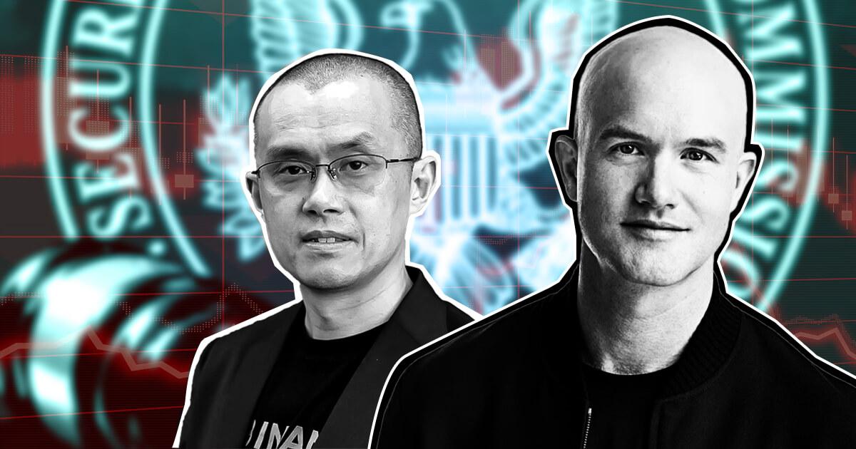 Binance CEO CZ and Coinbase CEO Brian Armstrong.  Image: Cryptoslate